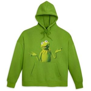 Disney Neon Lime Green Muppets Kermit The Frog Drawstring Boxy Hoodie NWT 2X